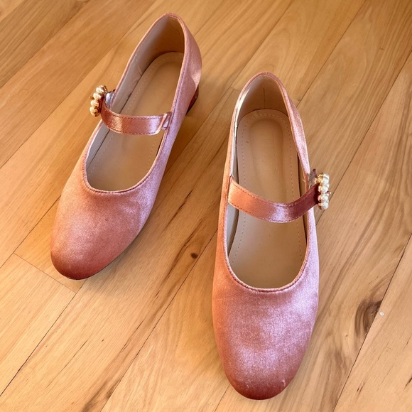 Tijn Shoes Tijn Shoes Womens Size 8 Pink Velvet Mary Jane Heels